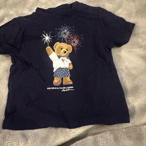 Ralph Lauren Kids Navy T-Shirt with Bear and Fireworks
